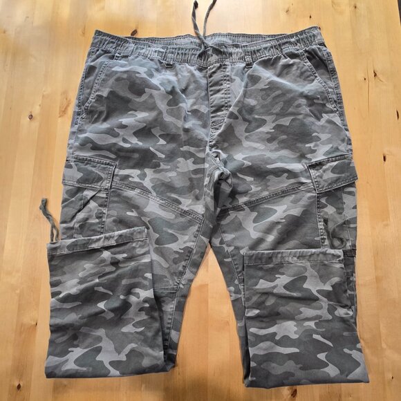 NO BOUNDARIES Nobo Men’s 2X Green Camo Camouflage Cargo Pants Draw String waist - Picture 3 of 6